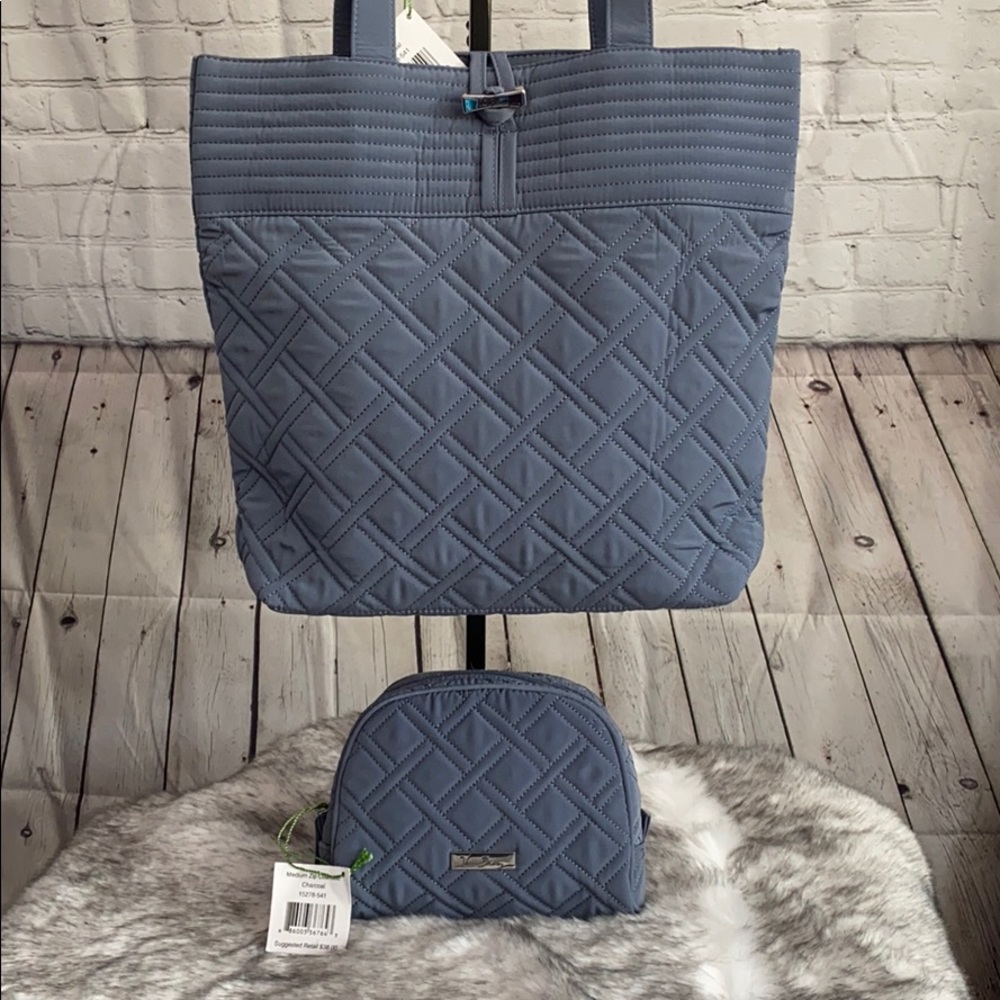 Vera Bradley Charcoal Tote & Cosmetic bag combo